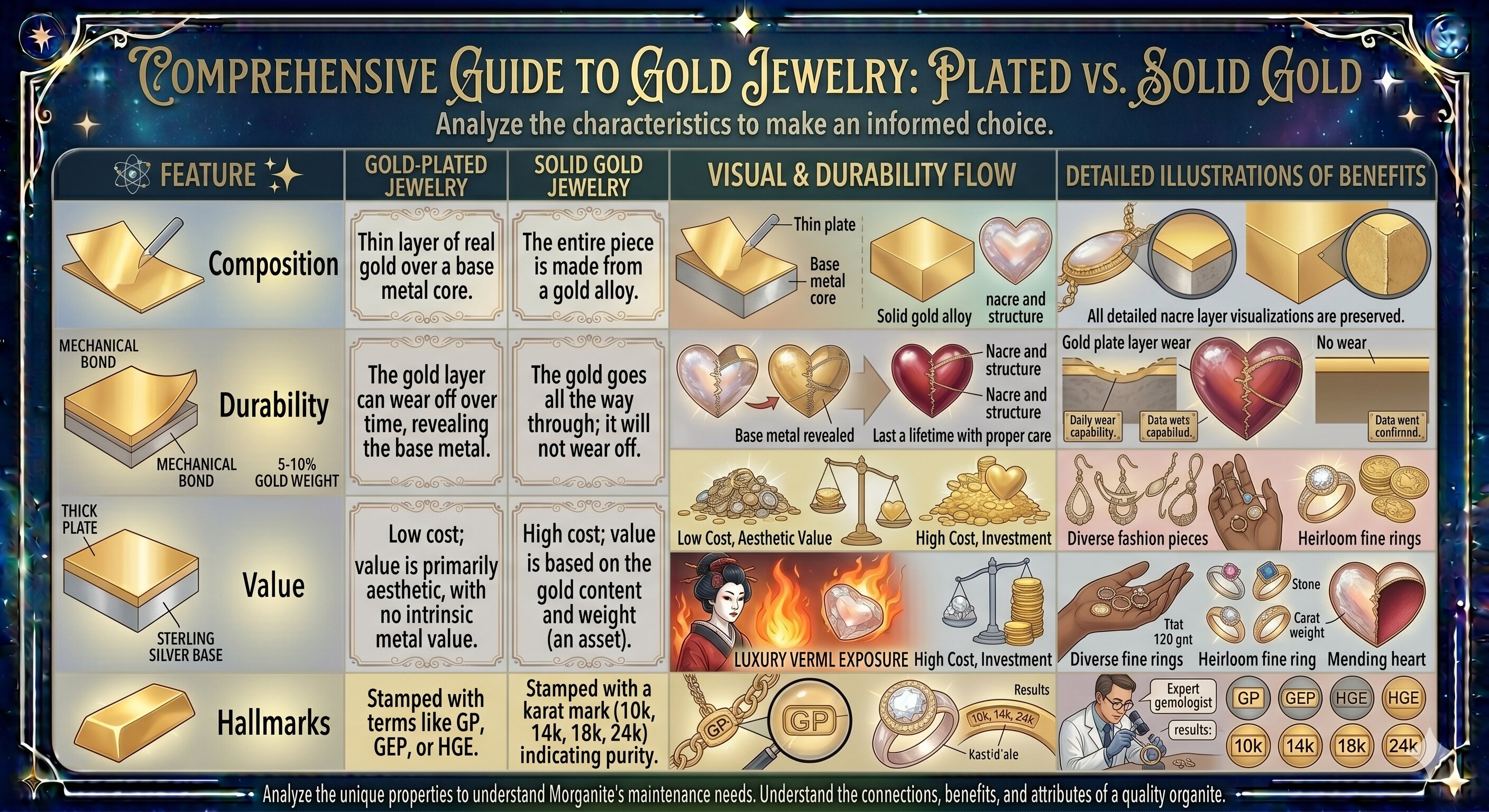 guide to gold jewelry. plated V solid gold